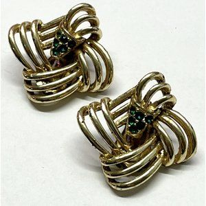 Vintage green rhinestone earrings